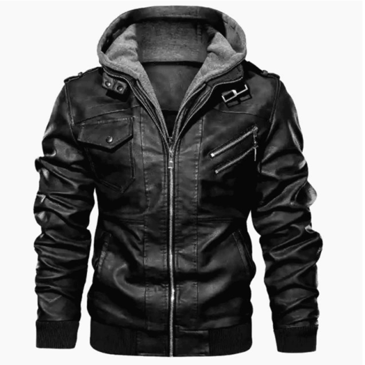 2021 Removable Hood New Coat Men's Leather Jackets Autumn Casual Motorcycle PU Jacket Biker Leather Coats Jacket Brand Clothing-5